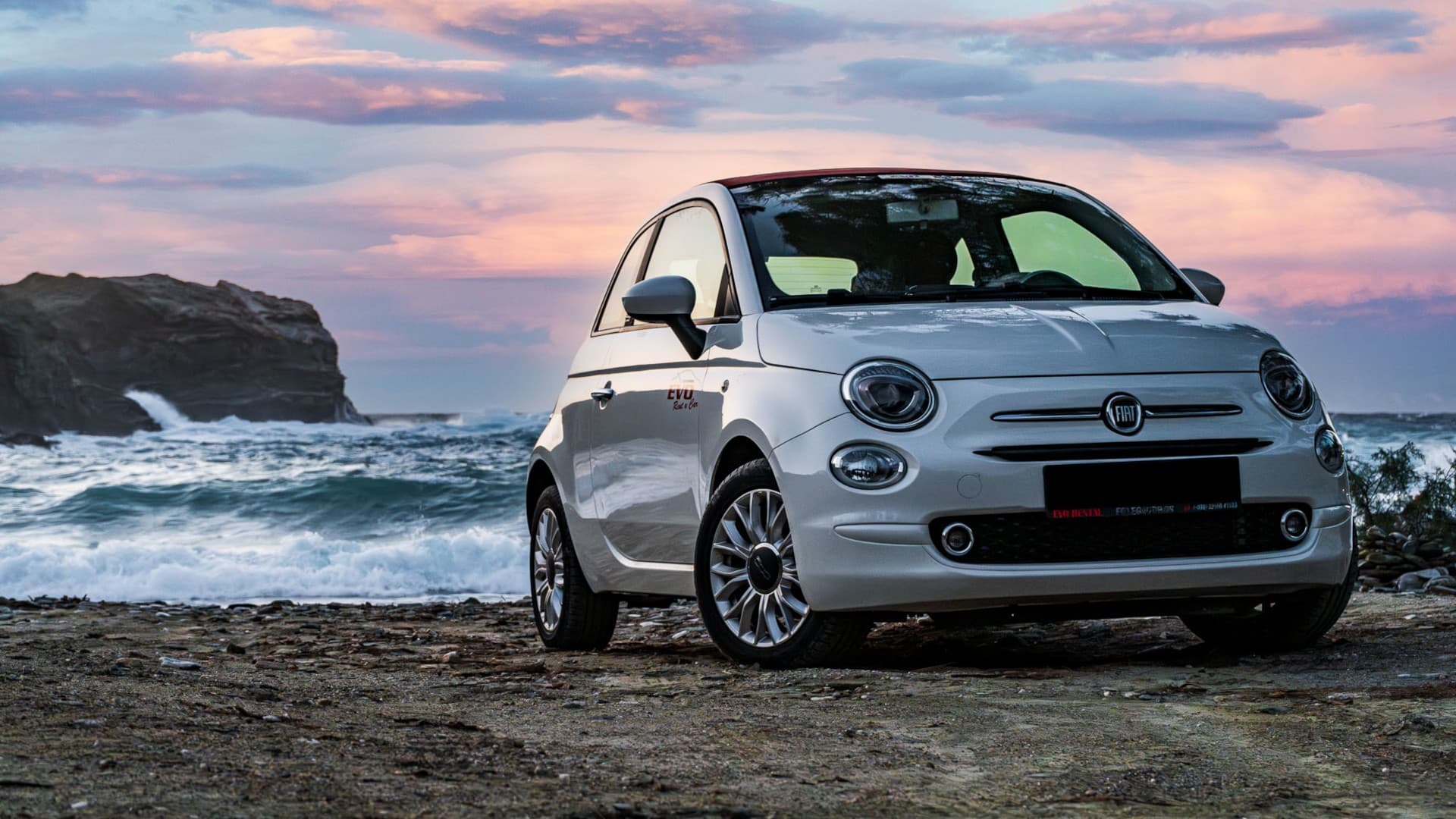 Fiat 500 Cabrio โ EVO Rent A Car rental in Folegandros