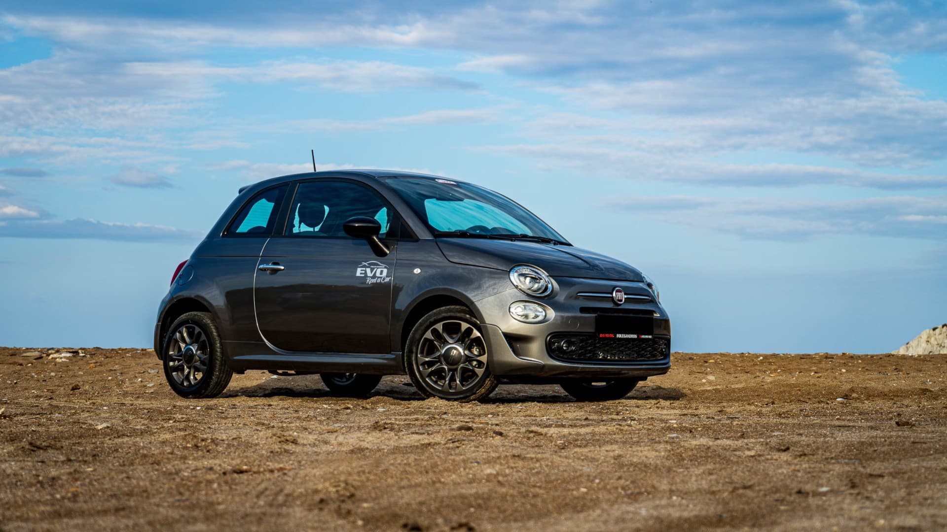 New Fiat 500 Connect Hybrid โ EVO Rent A Car rental in Folegandros