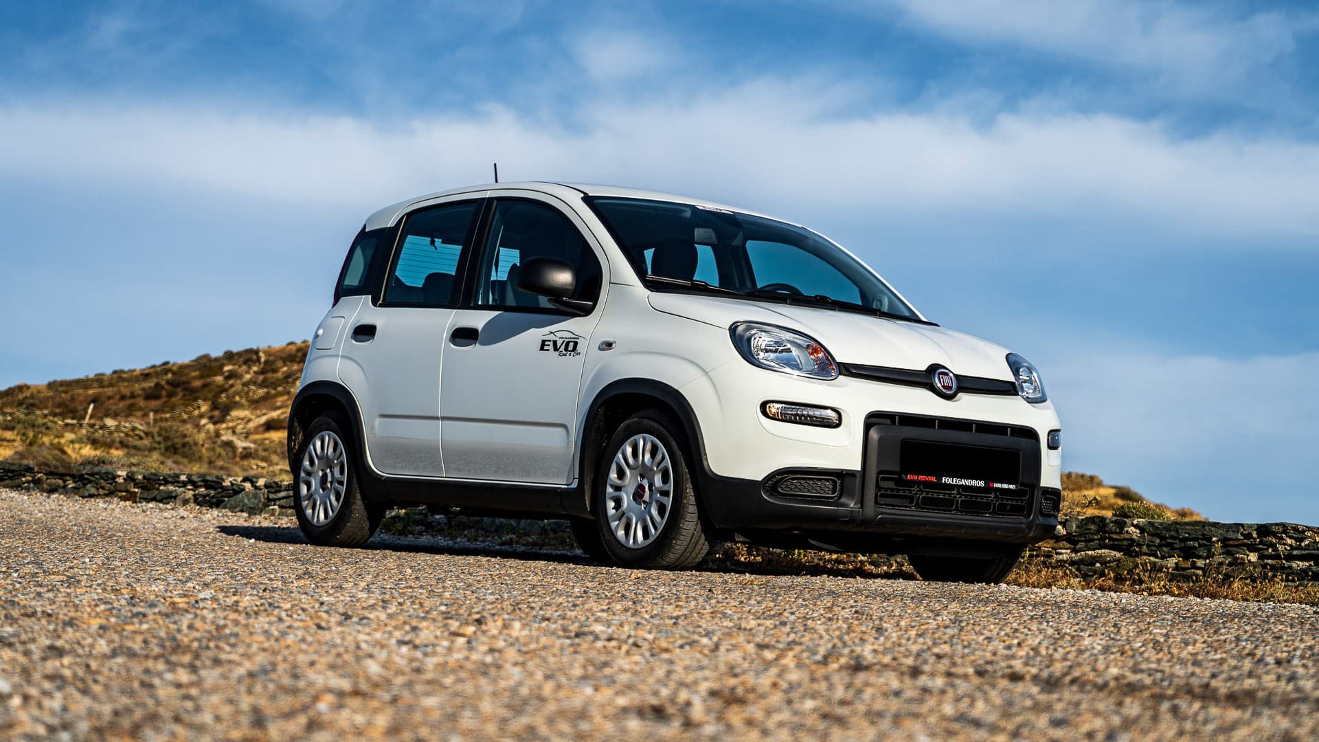 New Fiat Panda Hybrid 2024 โ EVO Rent A Car rental in Folegandros