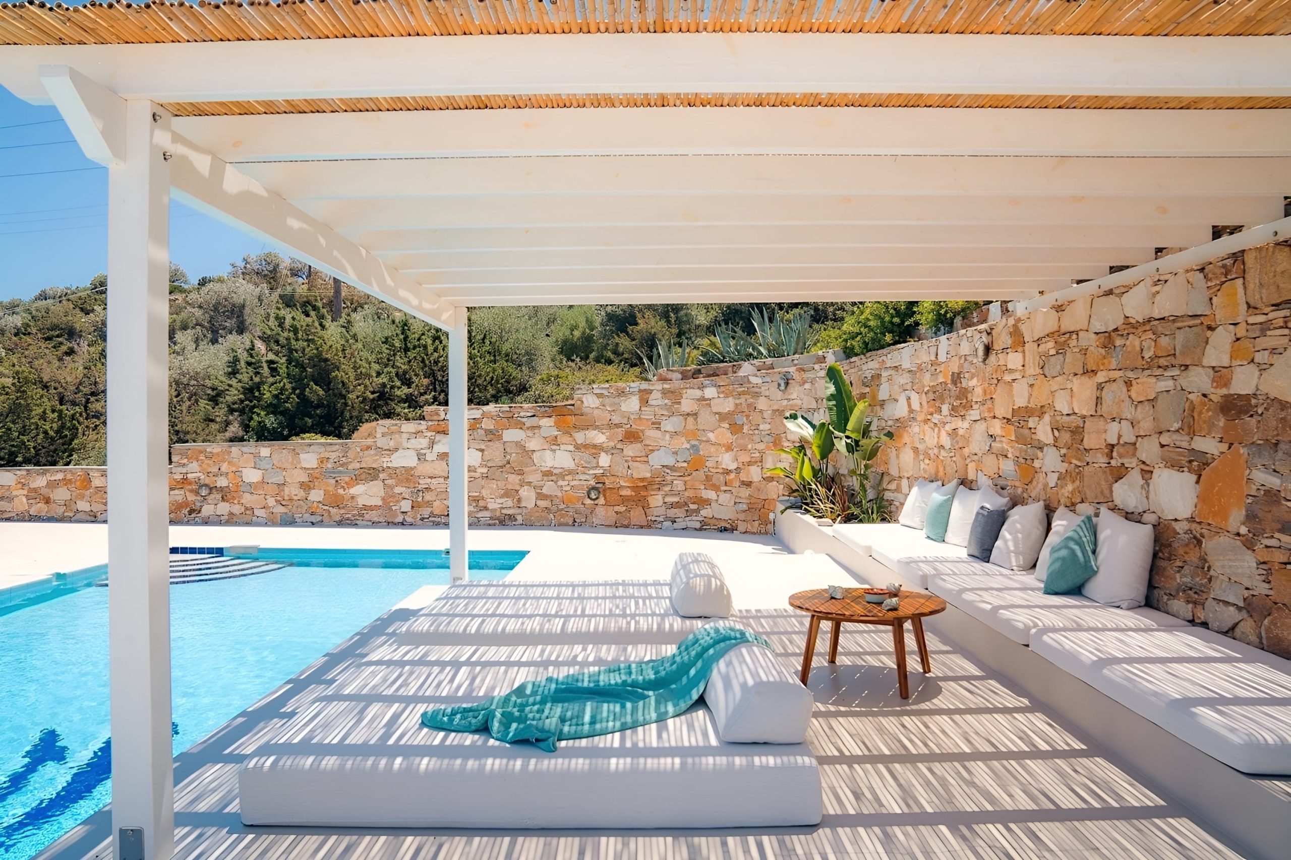 Pool-side cabana at Villa Olivia Clara Sifnos