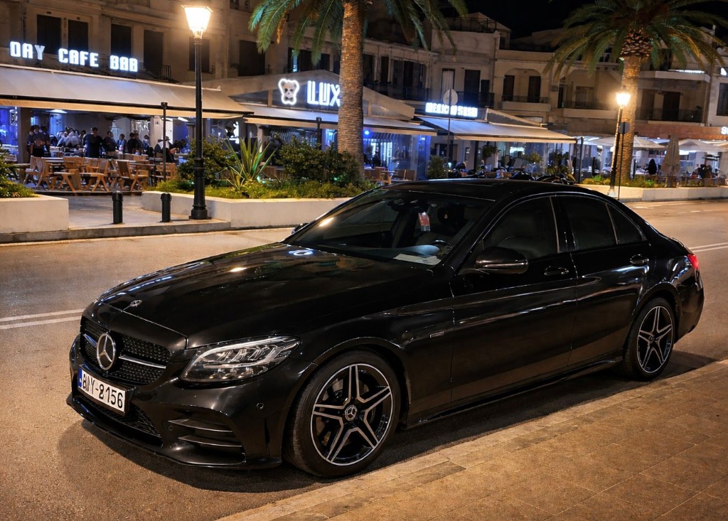 Kaffatos VIP Transfers Mercedes Sedan night service in Rethymno, Crete