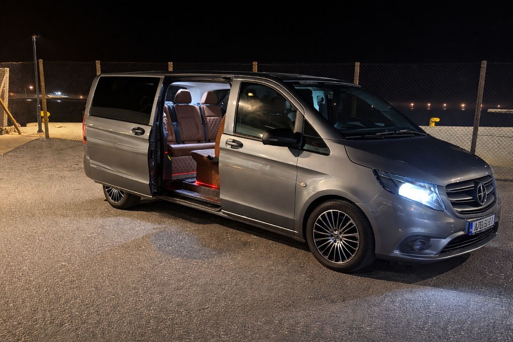 Kaffatos VIP Transfers luxury Mercedes Van interior seating