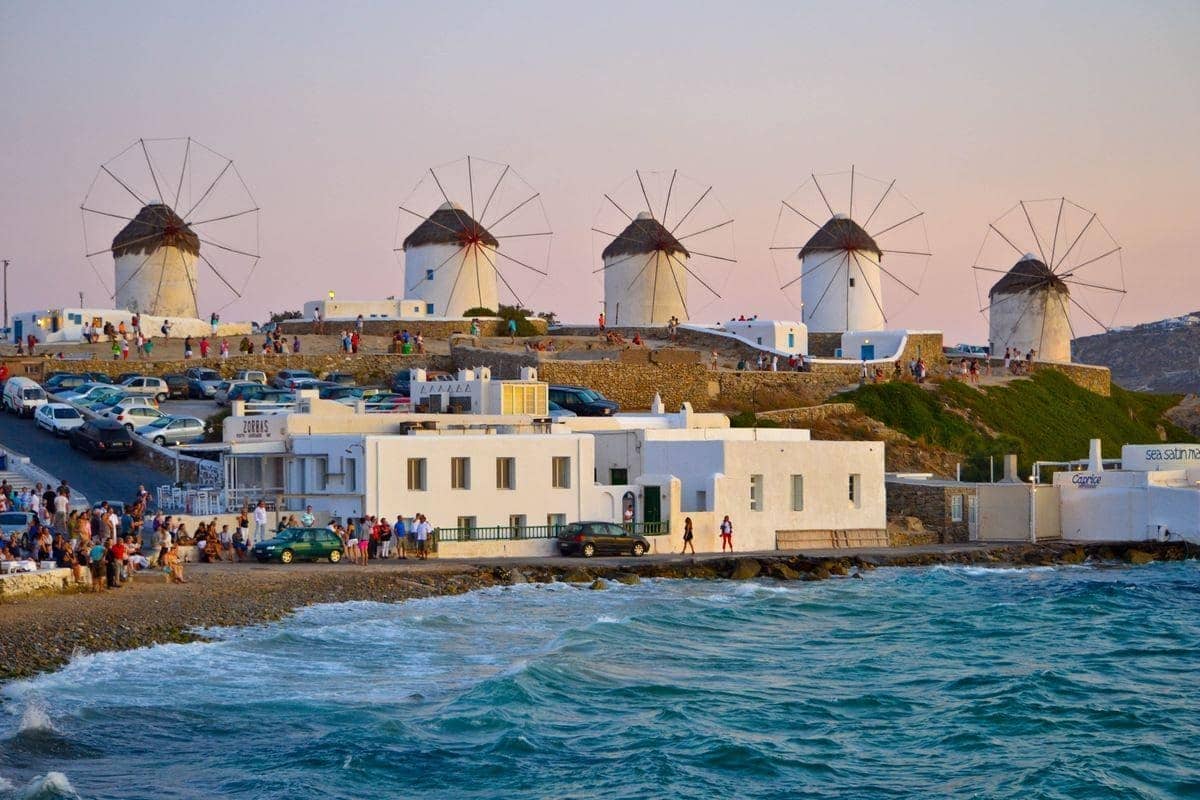 Mykonos Town with its iconic windmills and charming streets