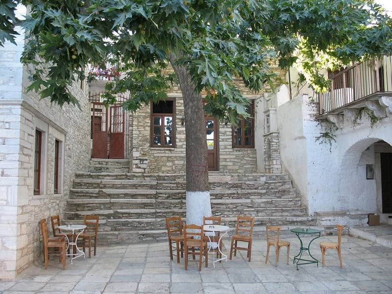 Traditional mountain village of Apiranthos with marble-paved streets