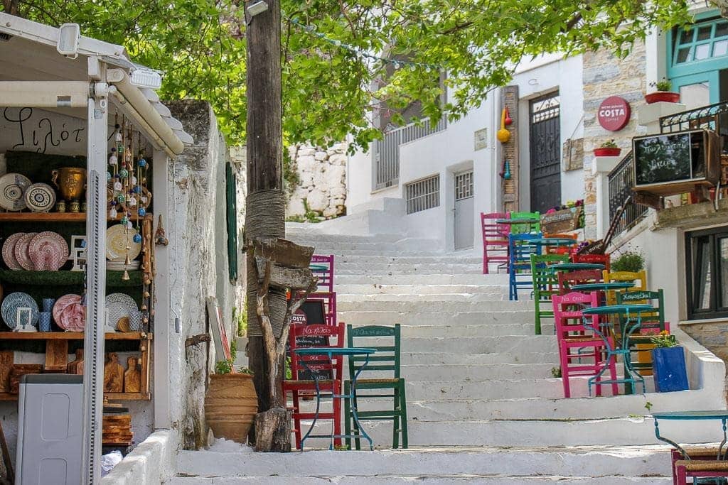 Filoti village with traditional mountain architecture