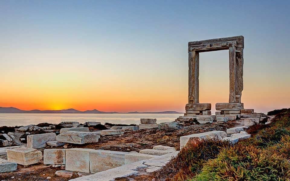 The iconic Portara gateway at Naxos harbor