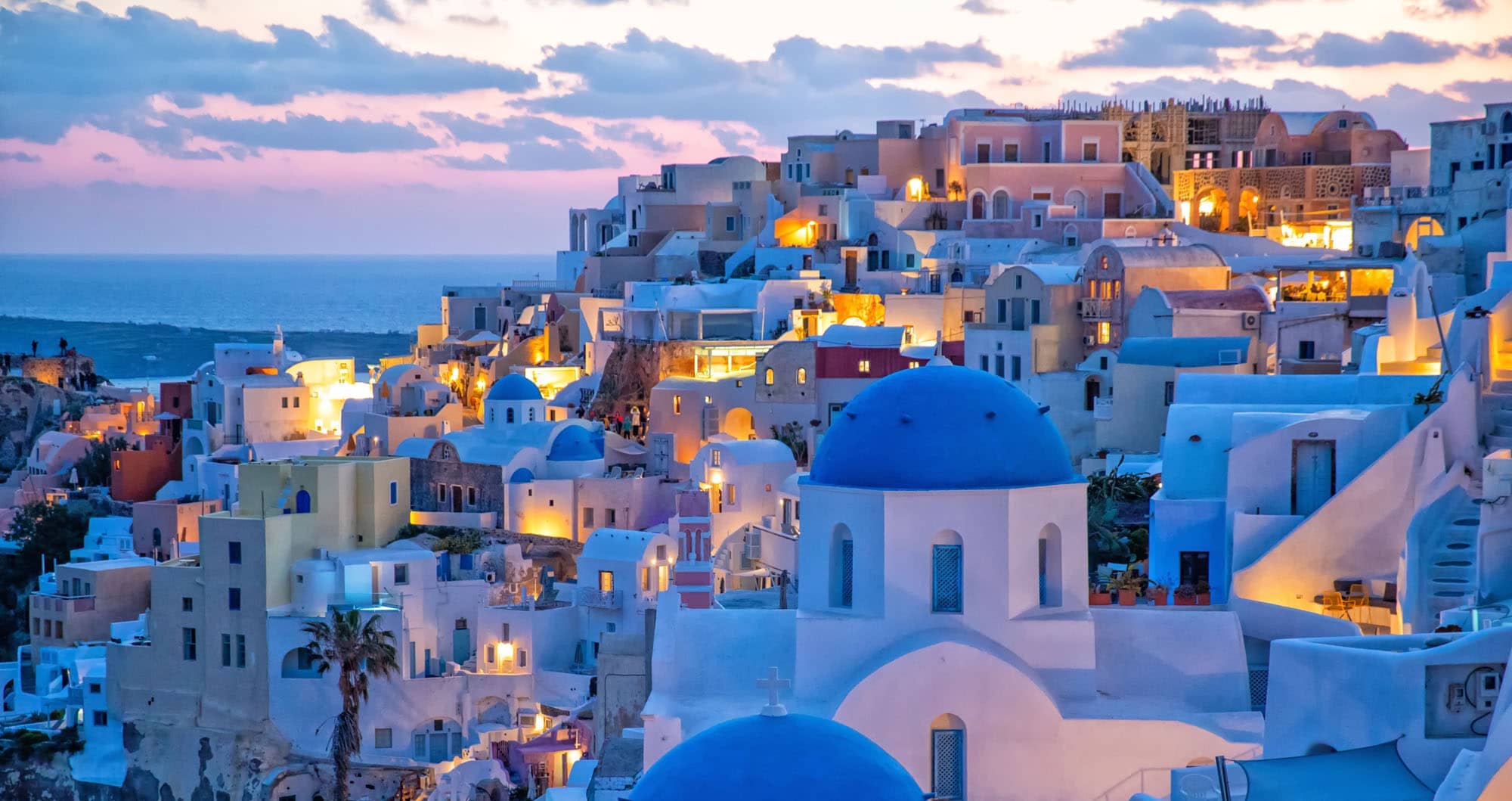Santorini's famous Oia village with dramatic caldera views