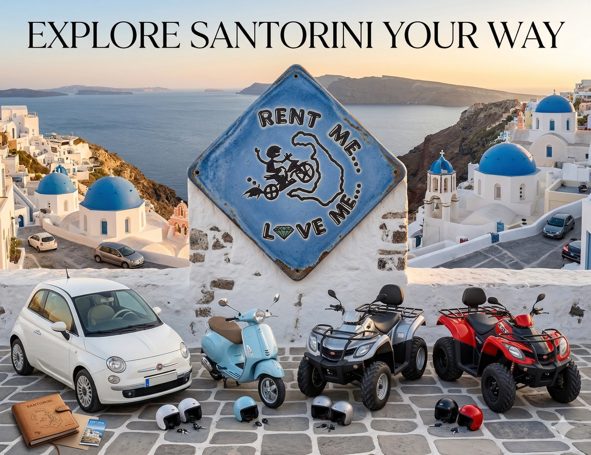 Santorini Rent Car with Rentme..Love me!