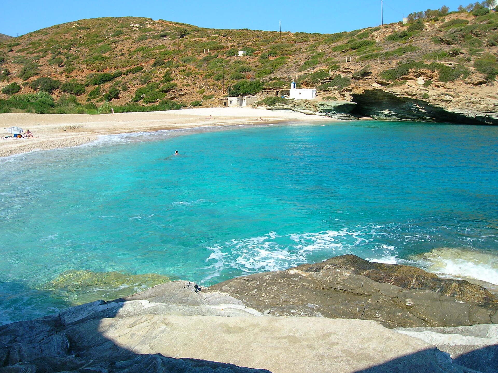 Strand Vitali, Andros: Afgelegen avontuur